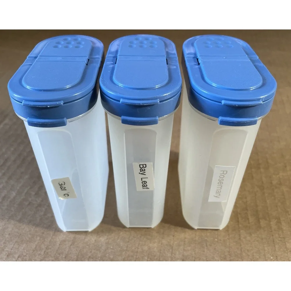 3 Tupperware #1846 Modular Mates Spice Shaker‎ Containers Large Blue